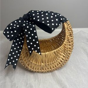 Polka Dot Bow Woven Mini Bag